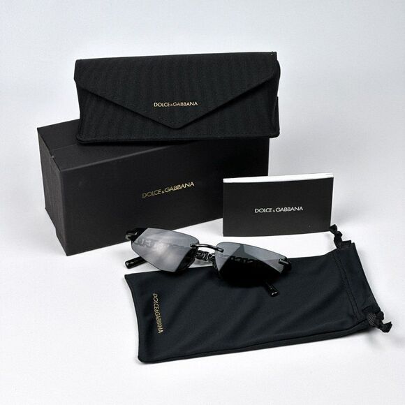 SALE! NEW D&G DG2301 01/87 Essentials Black Rimless Rectangle Women Sunglasses main image 9